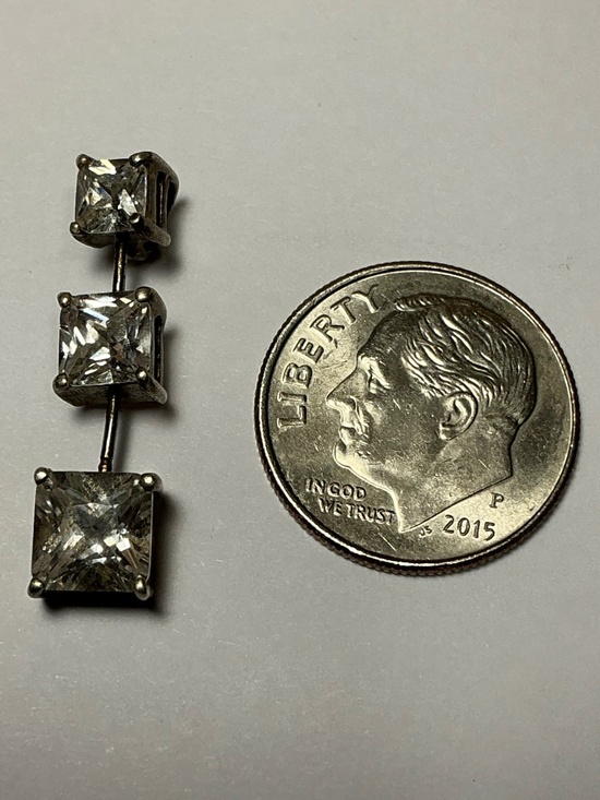 Sterling Silver Cascading Pendant with clear stones. 1 inch long - Picture 2 of 4